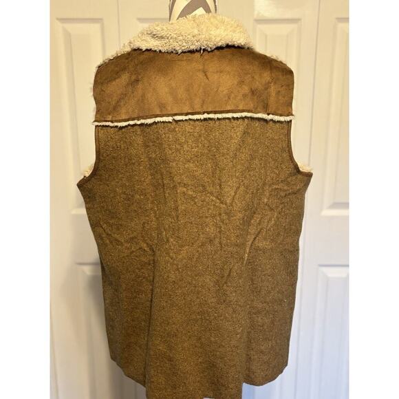 LOGO Lori Goldstein Sleeveless Open Vest Women Size XL Wool Blend Suede Sherpa - Picture 3 of 6